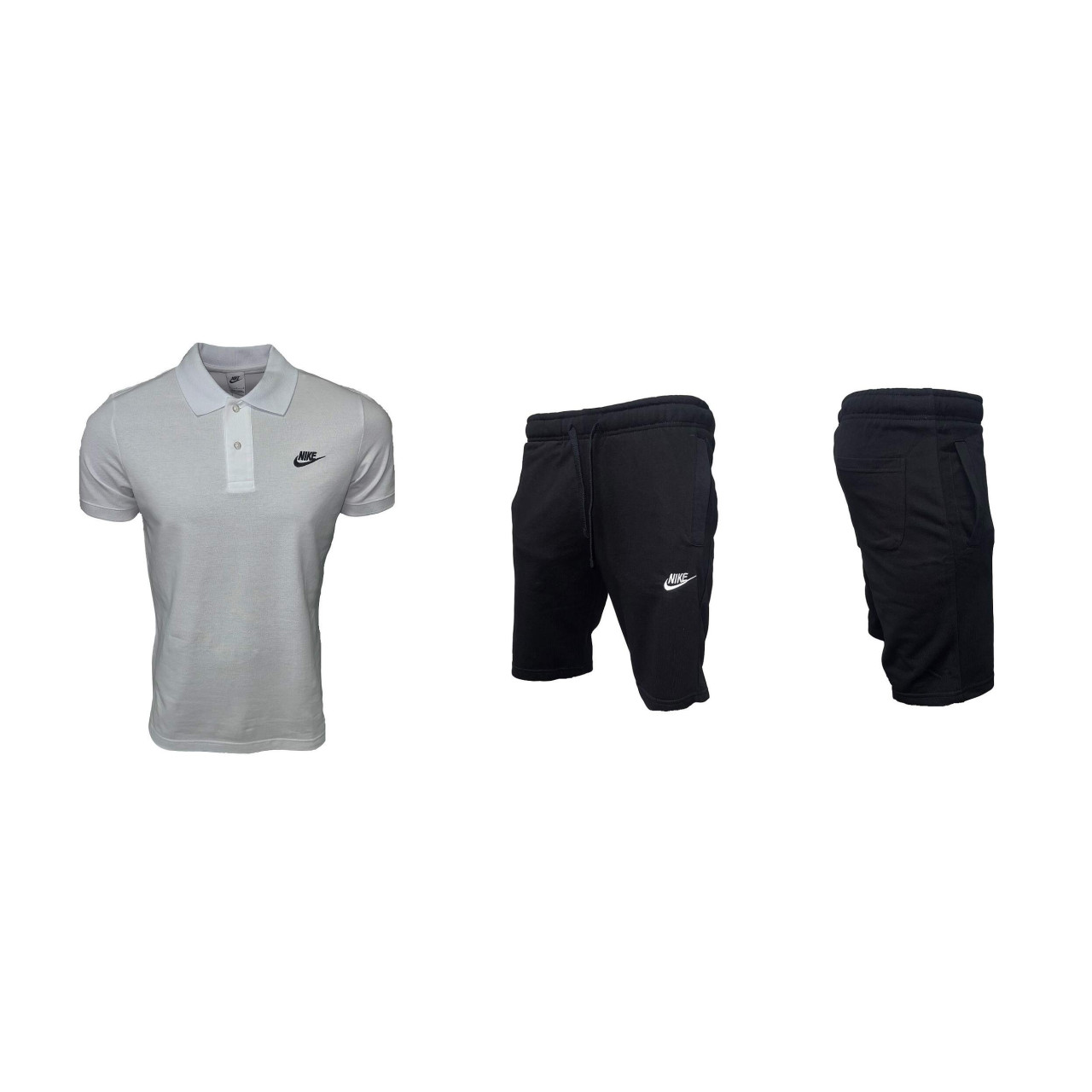 Мъжки спортен къс комплект Nike Classic Shorts + Polo T-shirt White Black